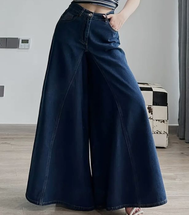 NOWE 34 XS 36 S 2w1 Spódnico Spodnie Baggy Jeansy szerokie Dzwony