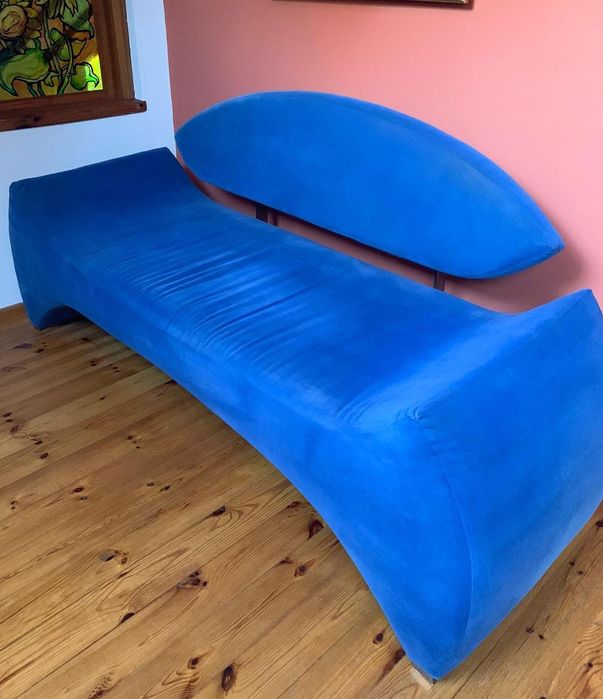Unikatowe designerskie kanapy 2 szt. Alcantara chaber stal Loft