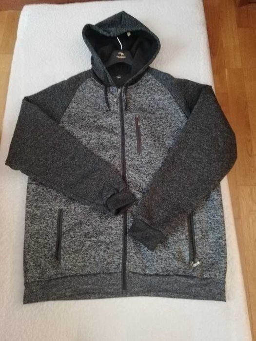 bluza męska z kapturem na suwak 4 XL szara