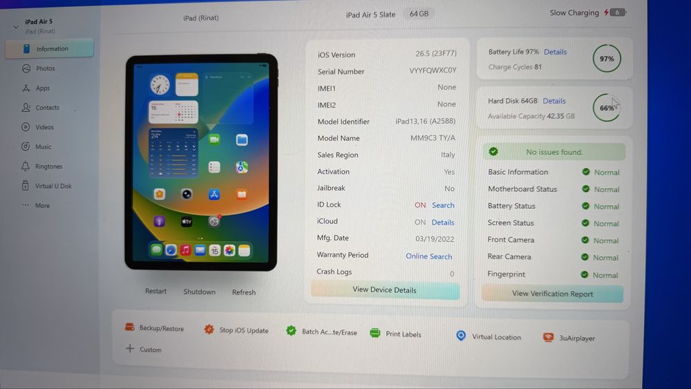 iPad Air 5 (64 GB) Space Gray– Excelente Estado