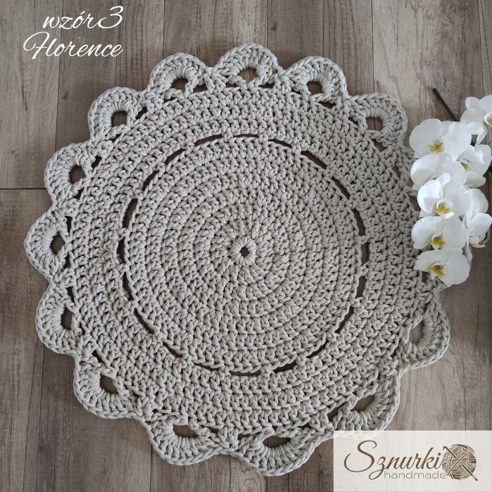 Dywan bawełniany szydełkowany ręcznie 90cm