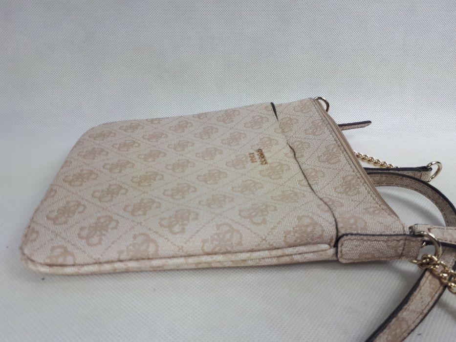 Nowa beżowa listonoszka GUESS monogram torebka mała
