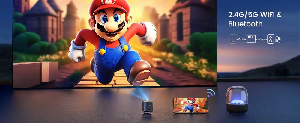 Mini projetor DLP, Android TV WiFi Bluetooth, Full HD 1080P WiMiUS