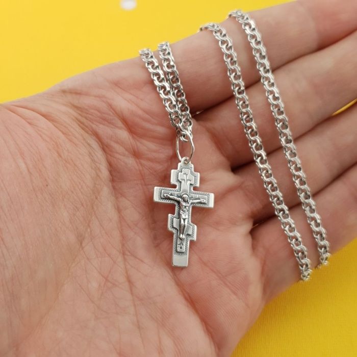 Комплект срібна цепочка с хрестиком срібло 925 проба ланцюжок і кулон