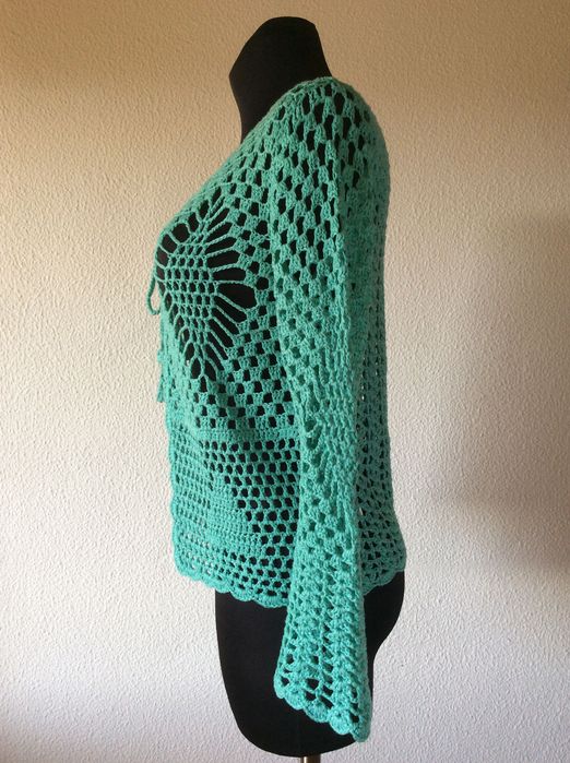 Casaco crochet Senhora azul L