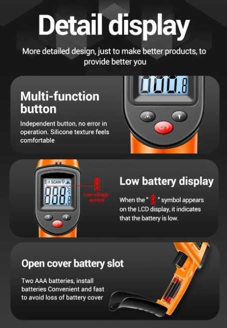 Termómetro digital Temperatura Infravermelho -50c a +400c
