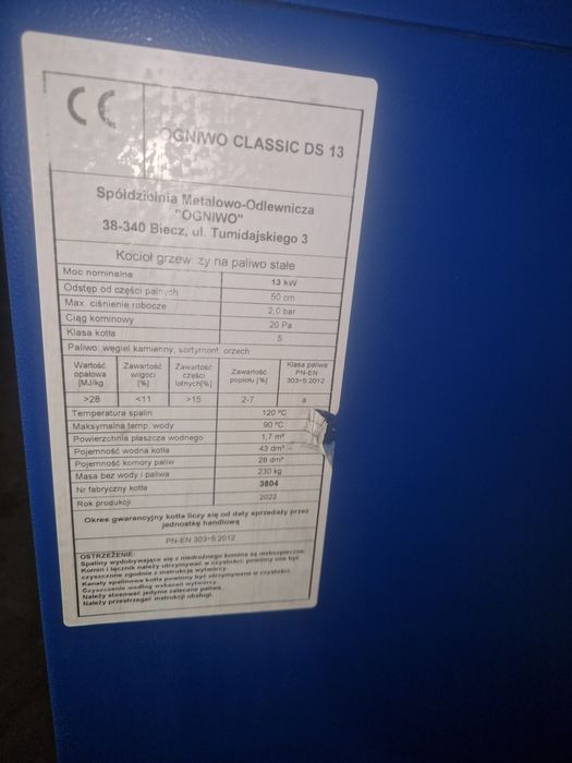 Piec kocioł OGNIWO 13 kw klasa 5 2022 rok