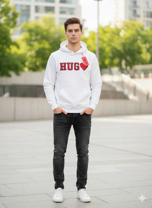 Nowa meska bluza Hugo Boss XXL kaptur kangurka bawełna walentynki