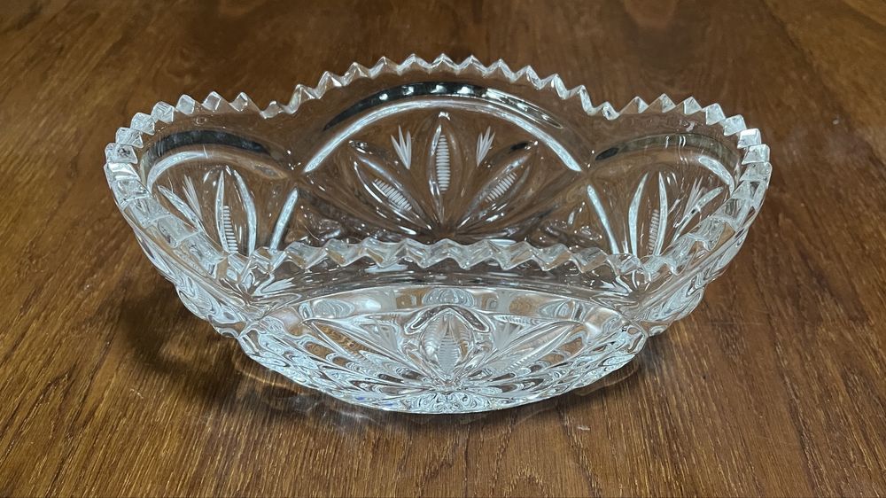 Кришталева ваза-човен (ладдя), цукерниця, салатниця, вінтаж.