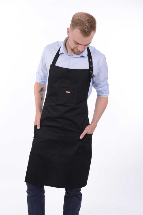 Fartuch Męski czarny Kuchenny  Barista Barman Kelner Grill Gastronomia