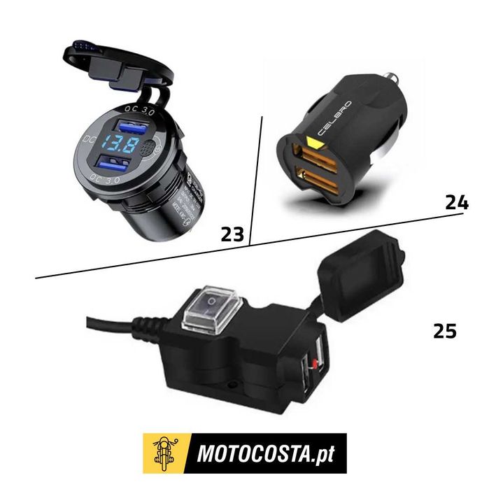 Suportes Telemóvel Moto - Carregamento Sem Fios e USB - MOTOCOSTA