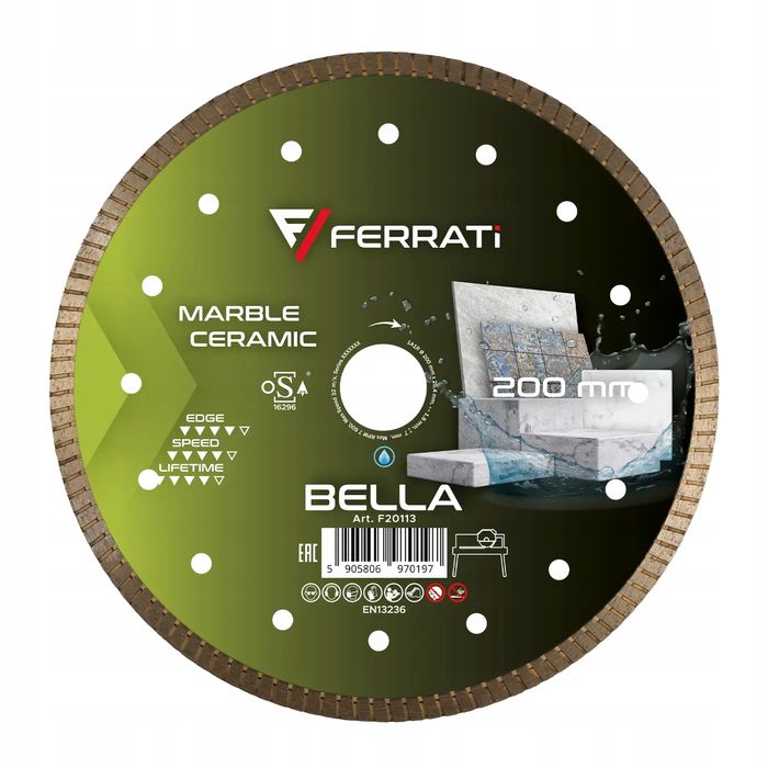 Tarcza Diamentowa Tnąca 200X25,4Mm Ferrati Bella F20113 Do Gresu