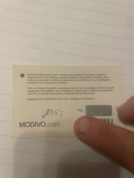 Karta podarunkowa modivo