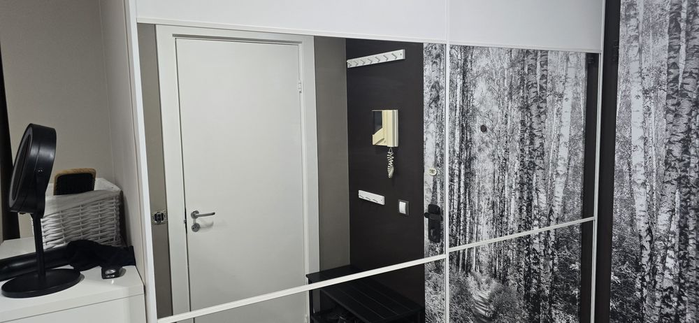 TYLKO Drzwi przesuwne 2 x 75 cm  białe/ lustro PASUJĄ do DWÓCH szaf IKEA PAX 75 X 236 CM
