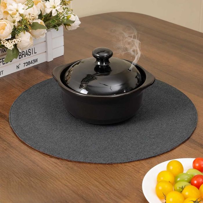 Podkładki stołowe Banchif 38 cm okrągłe 8 szt. zielono-szare