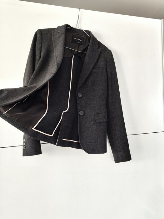 Garnitur damski Massimo dutti 36 S szary antracytowy kinowym marynarka spodnie wiskozowy