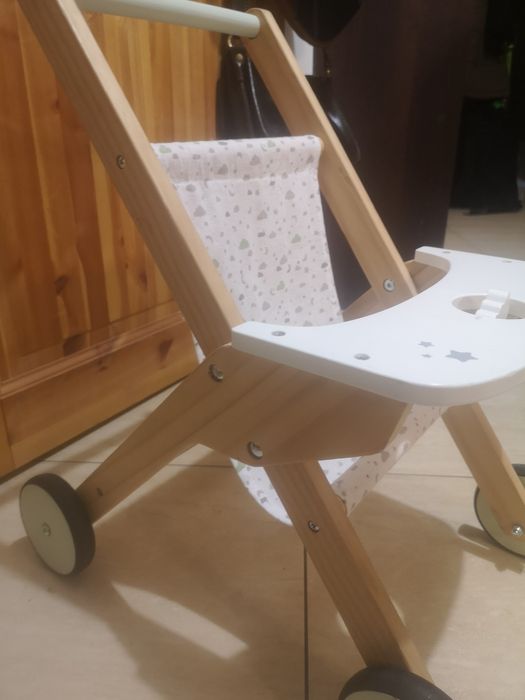 Wózek drewniany spacerowy dla lalek