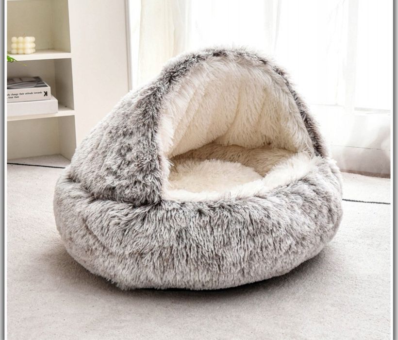 Legowisko Poduszka Kojec Dla Kota Psa Pluszowe Duże Domek Buda 2w1