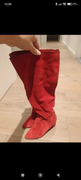 Bota vermelho camurça