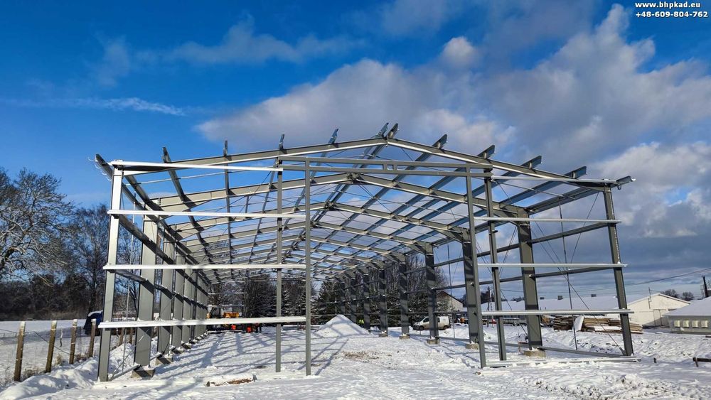 Hala. Wiata. Konstrukcja stalowa. 15x50x6m. Producent. Bartoszyce.