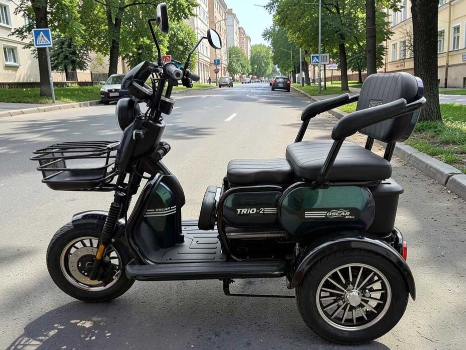 Електротрицикл OSCAR TRIO-2 1200W 72V 25Ah зелений, графен АКБ
