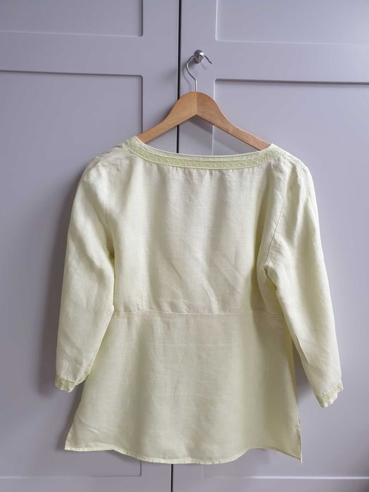 Zielona limonkowa koszula lniana bluzka 100% len 44 H&M
