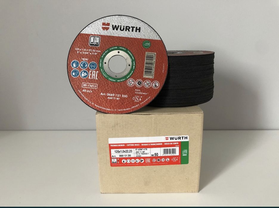 Tarcze do cięcia metalu stali nierdzewnej 125. Inox Würth 50 sztuk.