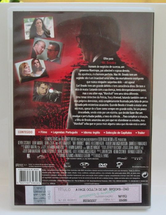 A Face Oculta de Mr. Brooks DVD (selo Igac / bom estado)