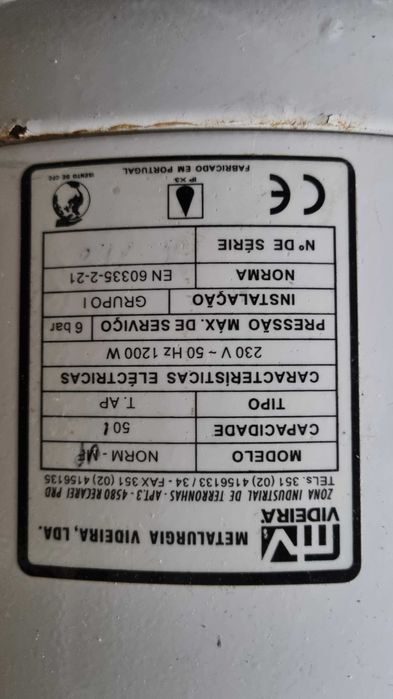 Termoacumulador 50 Litros Vertical Parede VIDEIRA NORM