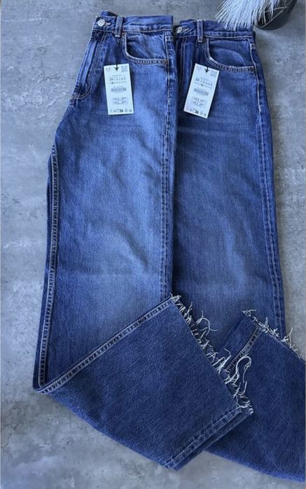 riho Джинси trf high-rise wide leg zara, сині джинси wide leg