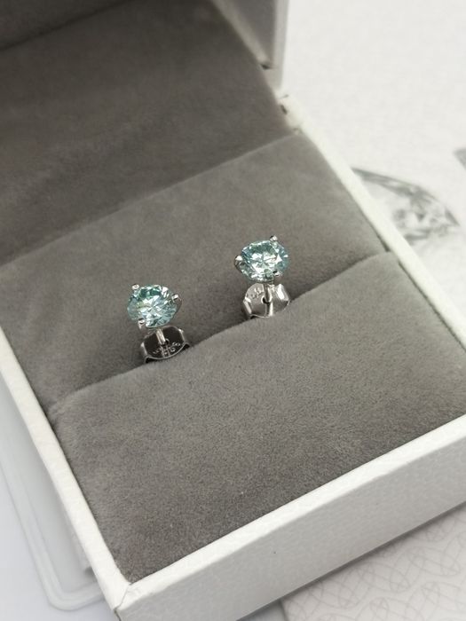 Nowe kolczyki z niebieskim moissanitem GRA 0.5ct - srebro 925