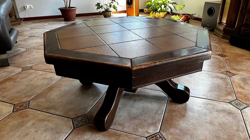 Stolik drewniany/terakota