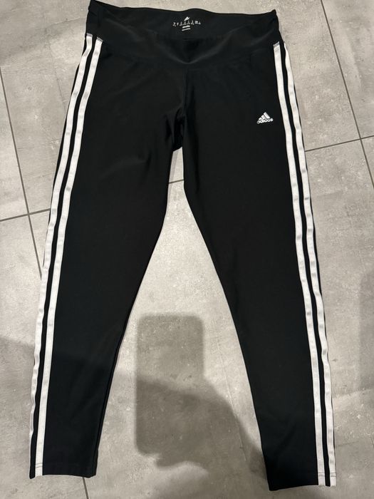 Legginsy Adidas Climalite 3 paski czarne sportowe fitness siłownia M 38 40