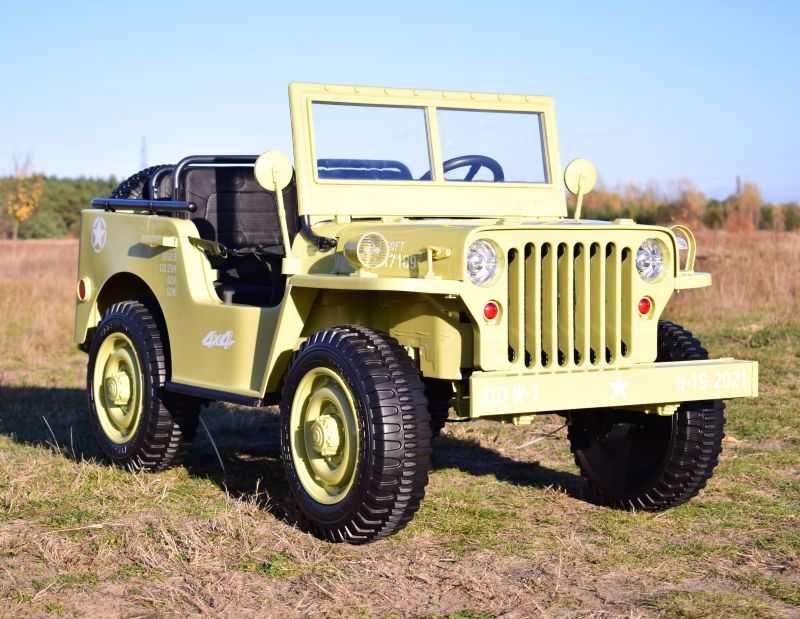 BAWIBUS.PL Auto samochód na akumulator JEEP WOJSKOWY retro 4x4 buggy
