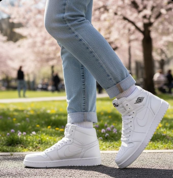 Жіночі осінні  кросівки Nike air Jordan/натуральна шкіра/хайтопи найк