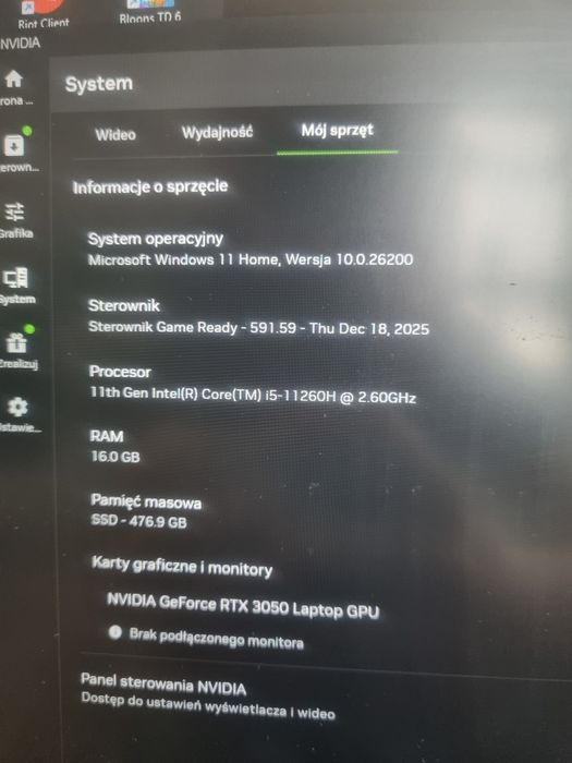 Laptop Gamingowy RTX 3050 Intel Core i5-11260H Dell G15 5511