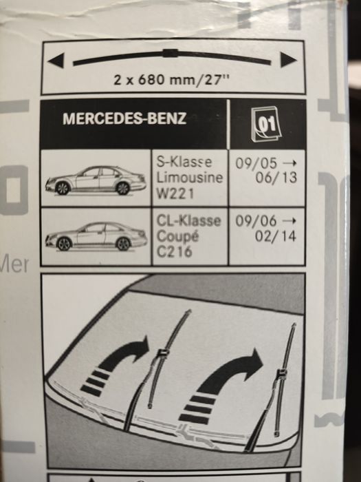 Oryginalne wycieraczki przód Mercedes S  W221 i CL Coupe C216