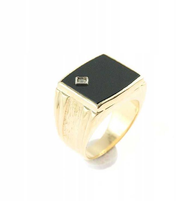 Klasyczny złoty sygnet ONYKS ZŁOTO pr.585 r.22