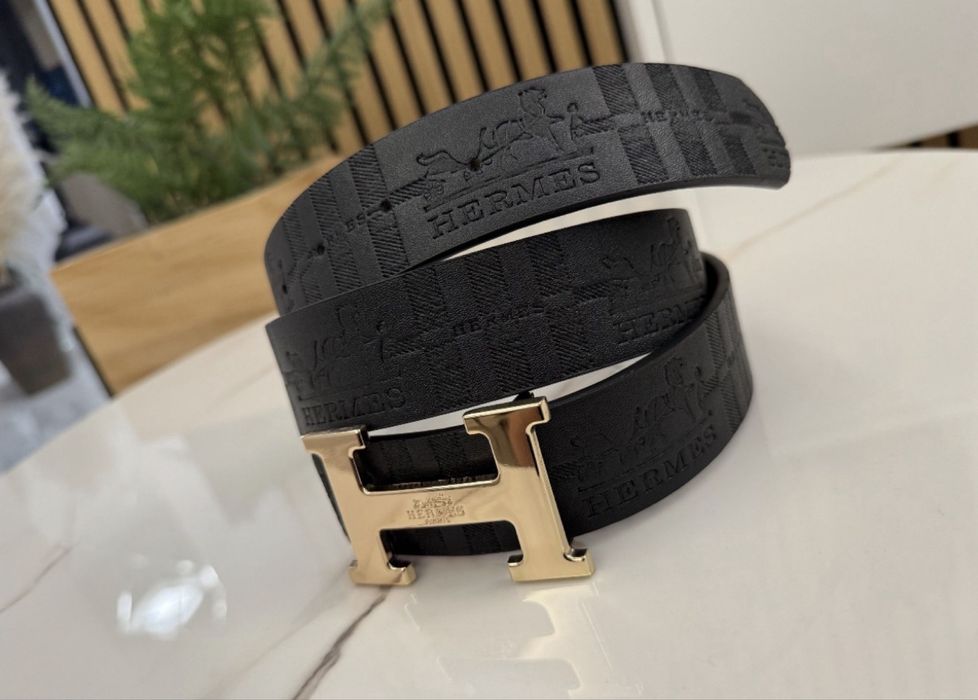 Pasek H Hermes monogram Premium Czarny Nowy