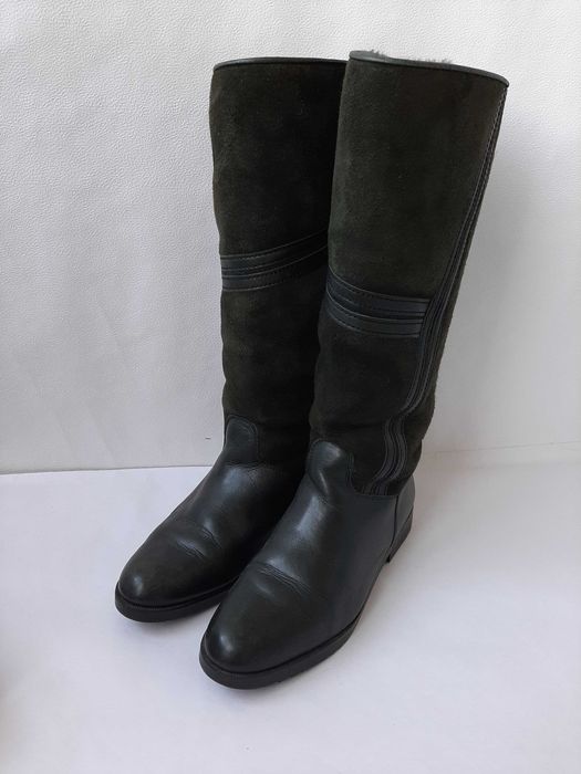 Bally сапоги ориг. замшевая кожа комб. с гладкой кожей овчиной chloe