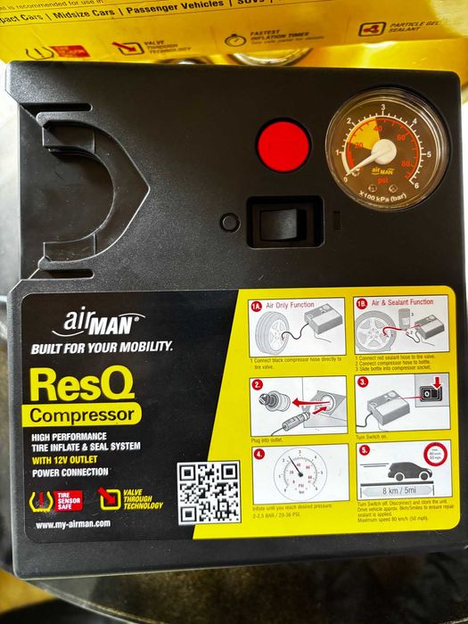 Автомобіьний комплект для ремонту шин (герметик + компресор) AirMan Res Q Tire Repair