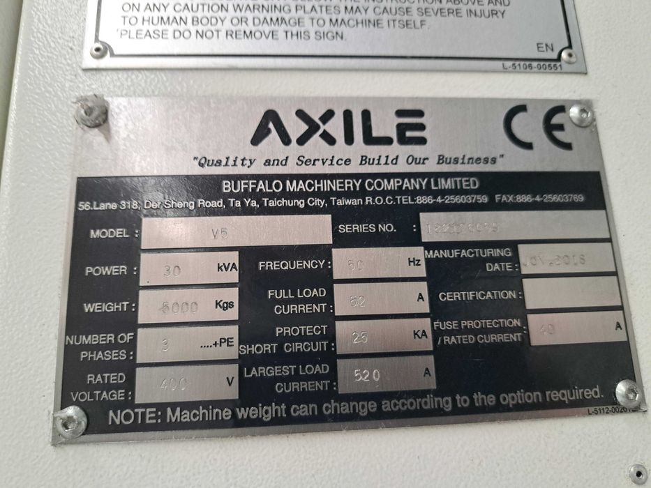 Centro de maquinação vertical de 3 eixos AXILE V5 Microcut V-20G #V1.2