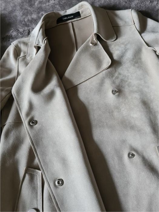 Жіночий тренч Zara молочний замшевий