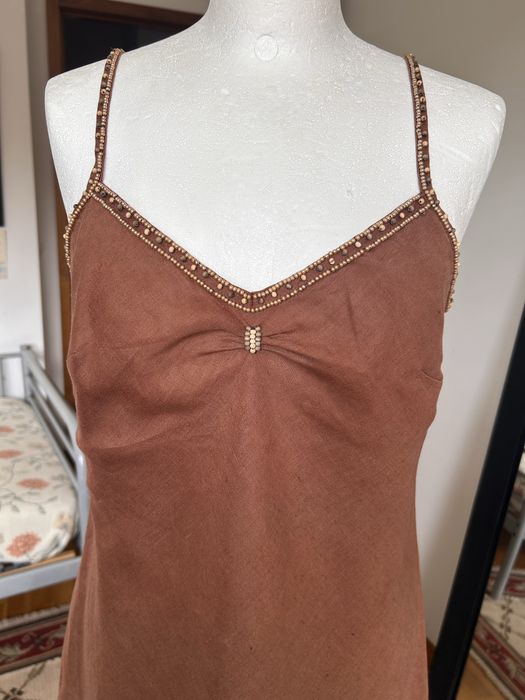 Vestido Castanho Derui (Estilo Slip Dress) – Tamanho M/L (Como Novo)