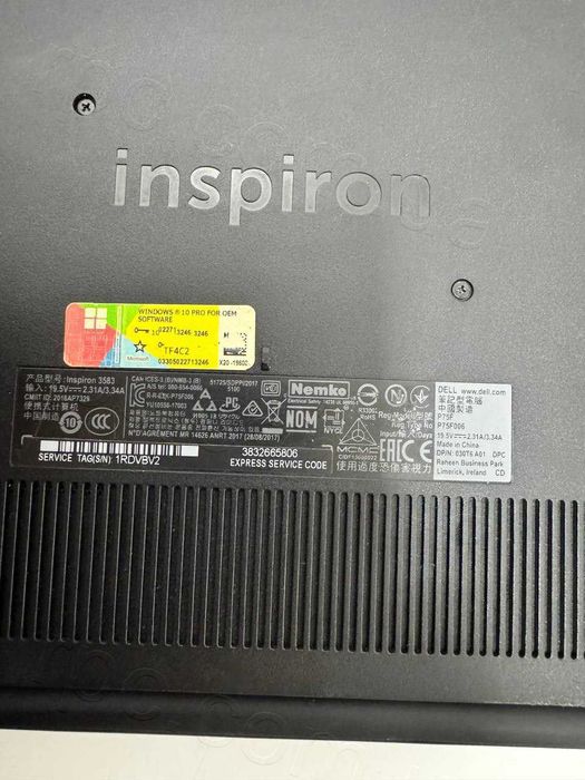 Ноутбук 15.6 Dell Inspiron 3583 (i3-8145U, 8Gb DDR4, 256Gb SSD, FHD)