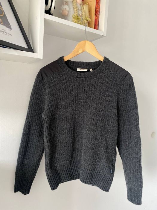 Fjallraven sweter singi knit bluza wełna szara M