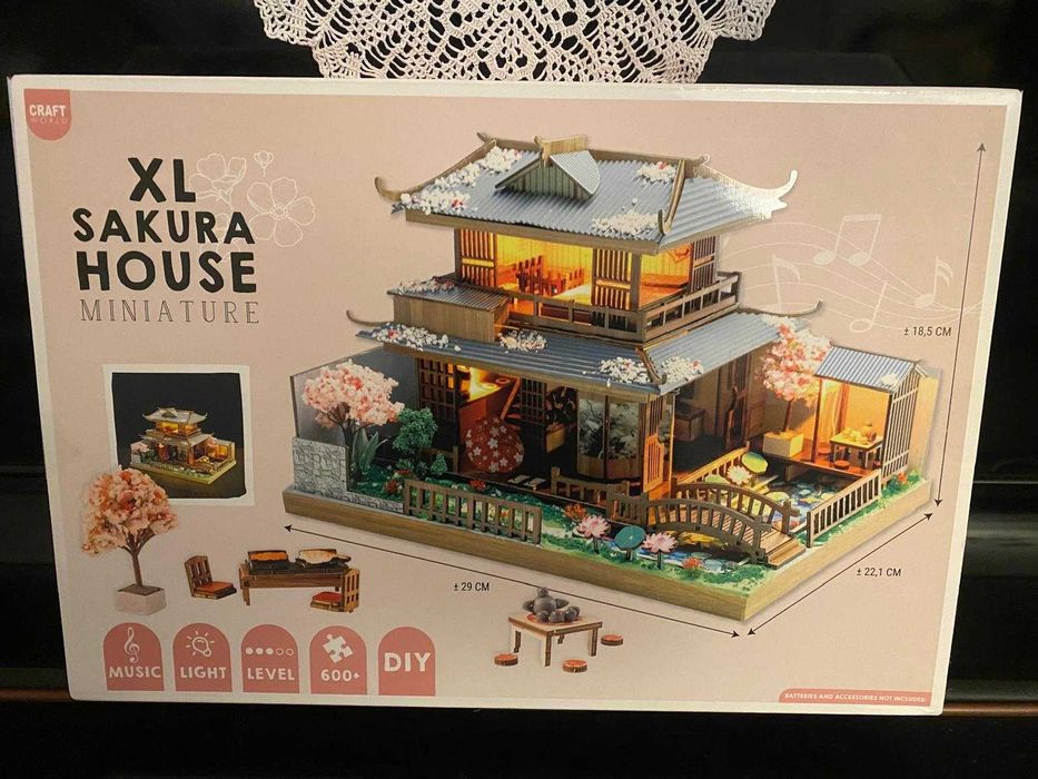 Kit XL Sakura House miniature - com Luz LED e Música