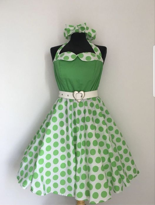 Przebranie Suknia rozowa w biale grochy lata 50-te