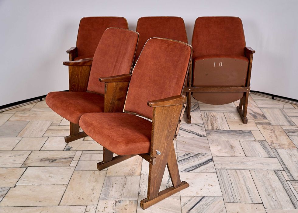 Fotele kinowe podwójne,  Vintage, Czechosłowacja lata 70