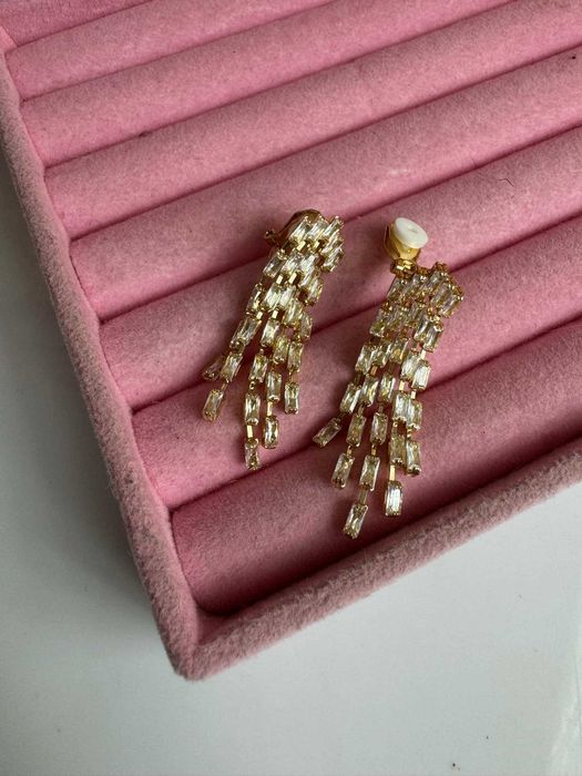 Klipsy złote eleganckie cyrkonia jakość c73